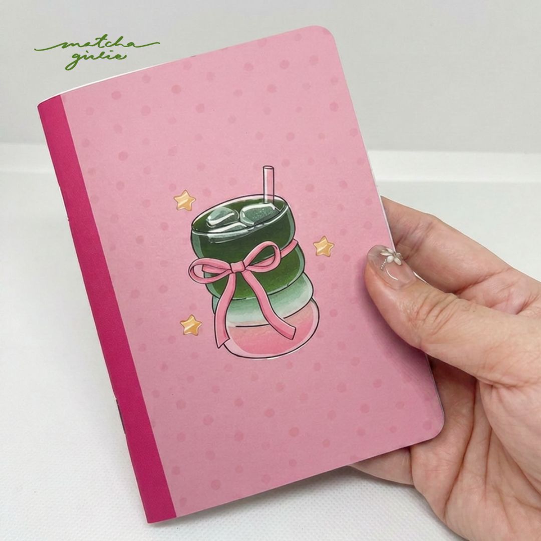 Owoli & Co A6 Notebook - Matcha Girlie Collection - Matcha Bubble Glass Owoli & Co A6 Notebook - Matcha Girlie Collection - Matcha Bubble Glass